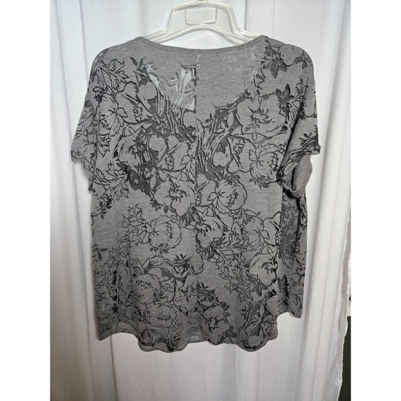 Womens Gray Sheer Floral Soft Grunge Top Romantic Moody Dark Academia Size 2x - Picture 2 of 9